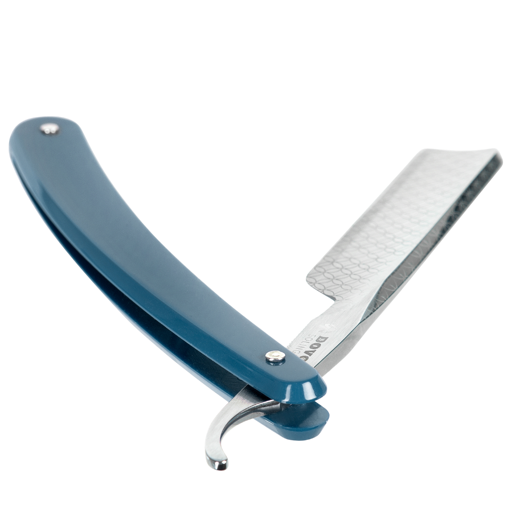 Dovo Runde Sache Straight Razor 5/8" Blue Acrylic Glass Carbon Steel