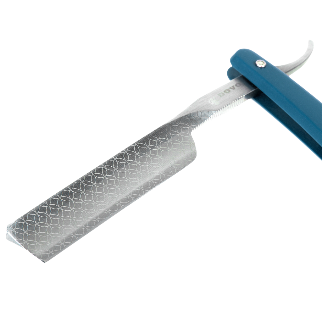 Dovo Runde Sache Straight Razor 5/8" Blue Acrylic Glass Carbon Steel