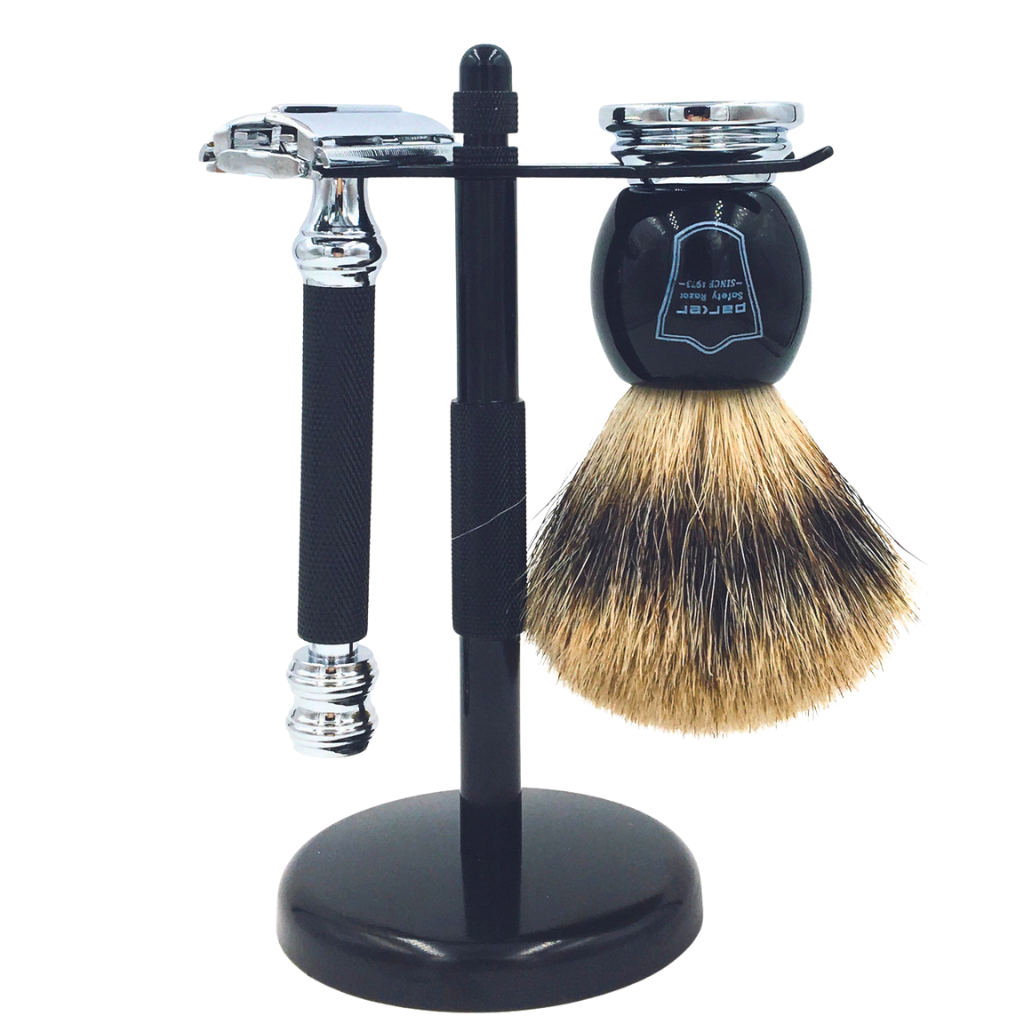 Parker 76R Resin Pure Badger 3-Piece Safety Razor Set
