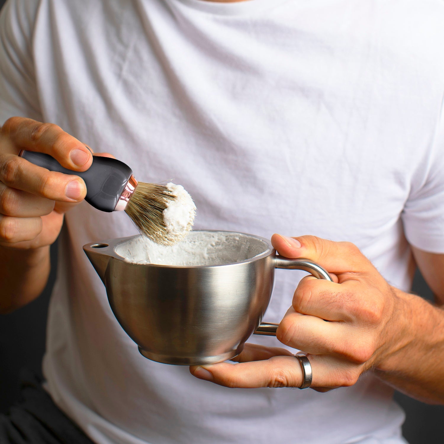 Parker Gray &amp; Rose Resin Synthetic Shaving Brush &amp; Acrylic Shaving Brush Stand