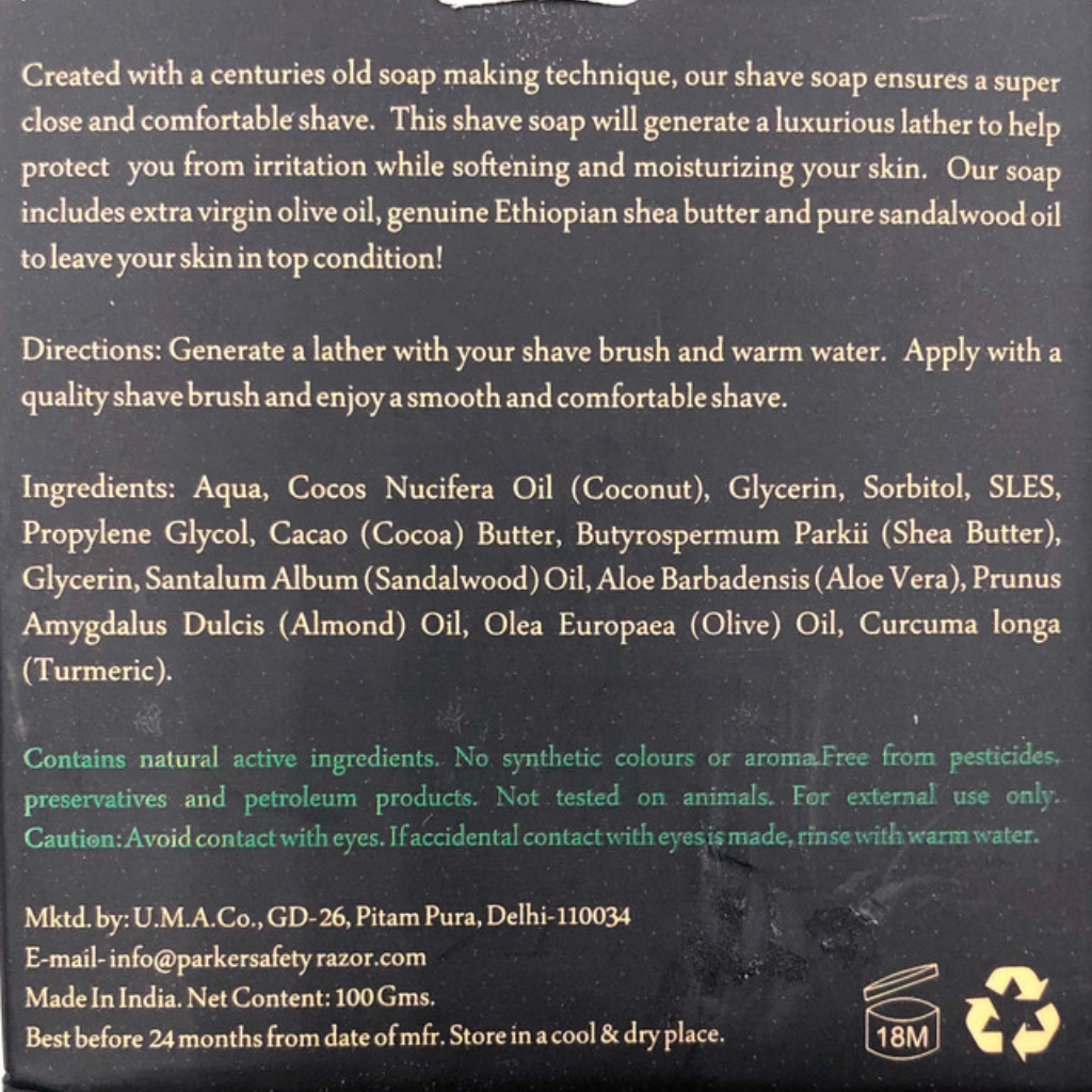 Parker Sandalwood Shea Butter Shaving Soap Refill 100g