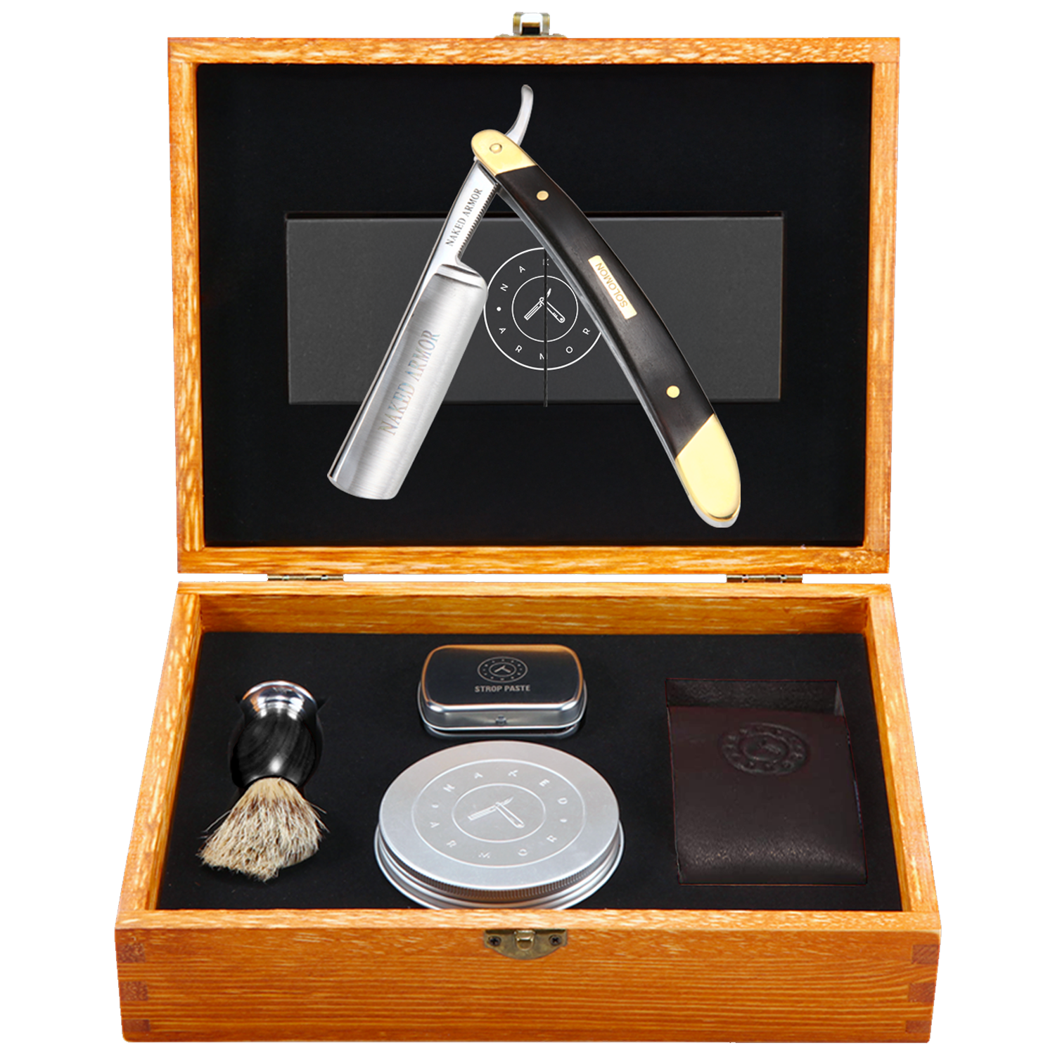 Naked Armor Solomon 7 Piece Straight Razor Kit 7/8 Black