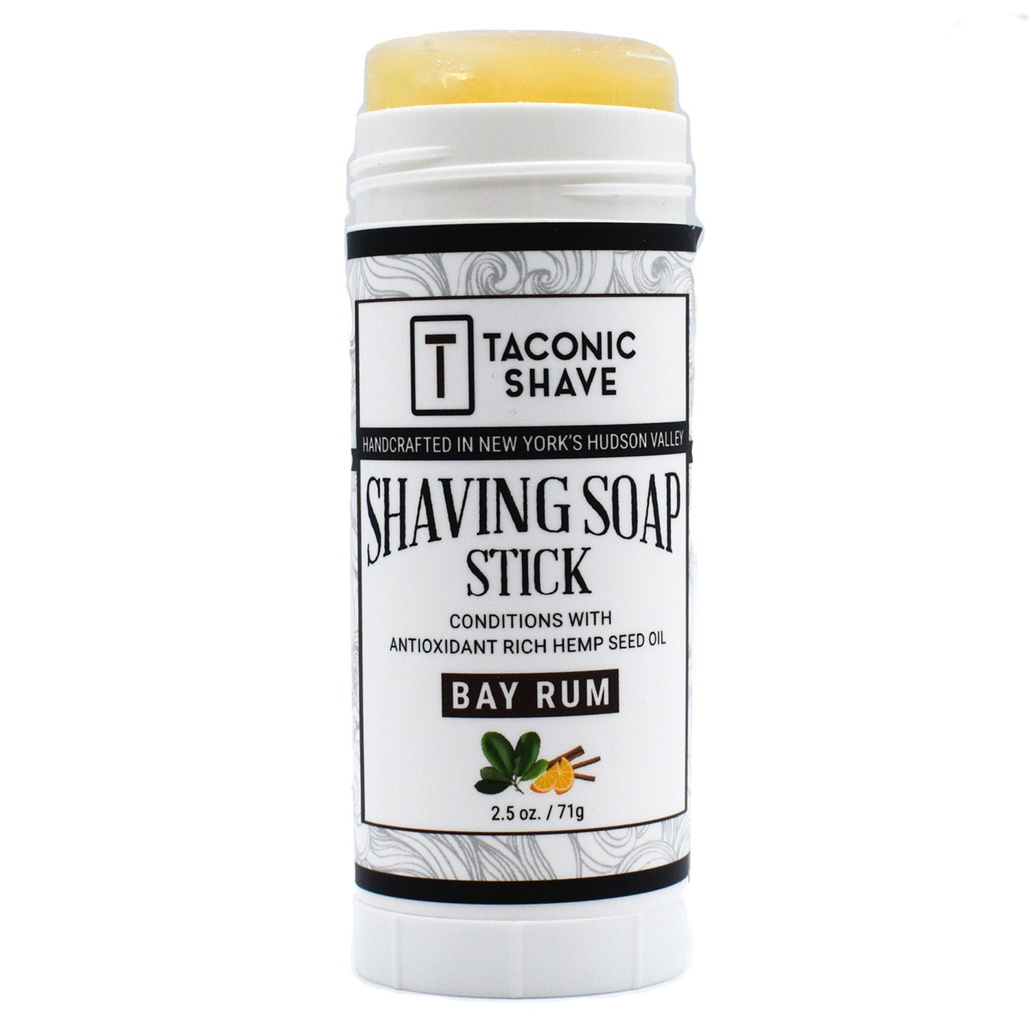 Taconic Shave Hemp &amp; Bay Rum Twist Up Shaving Soap Stick 2.5 oz