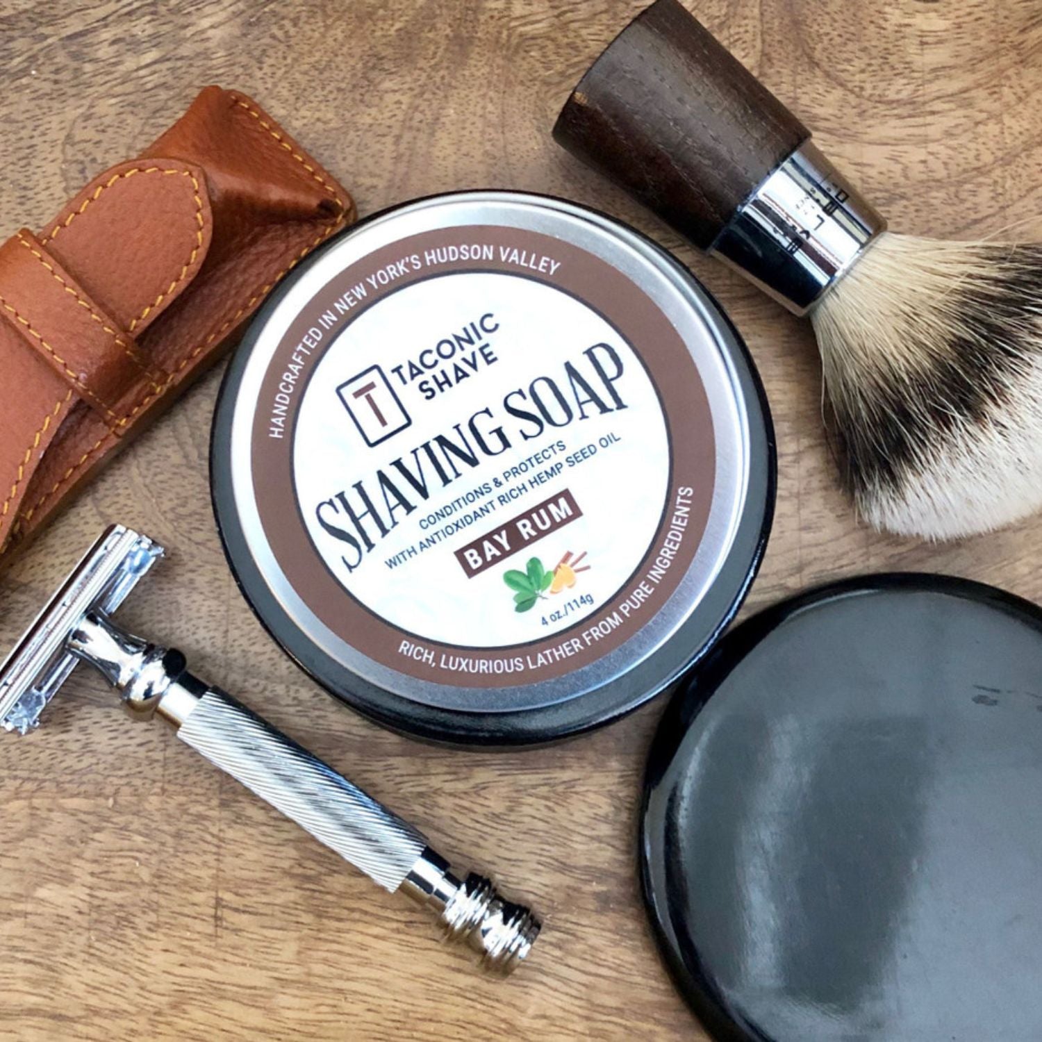 Taconic Shave Hemp &amp; Bay Rum Shaving Soap 4 oz