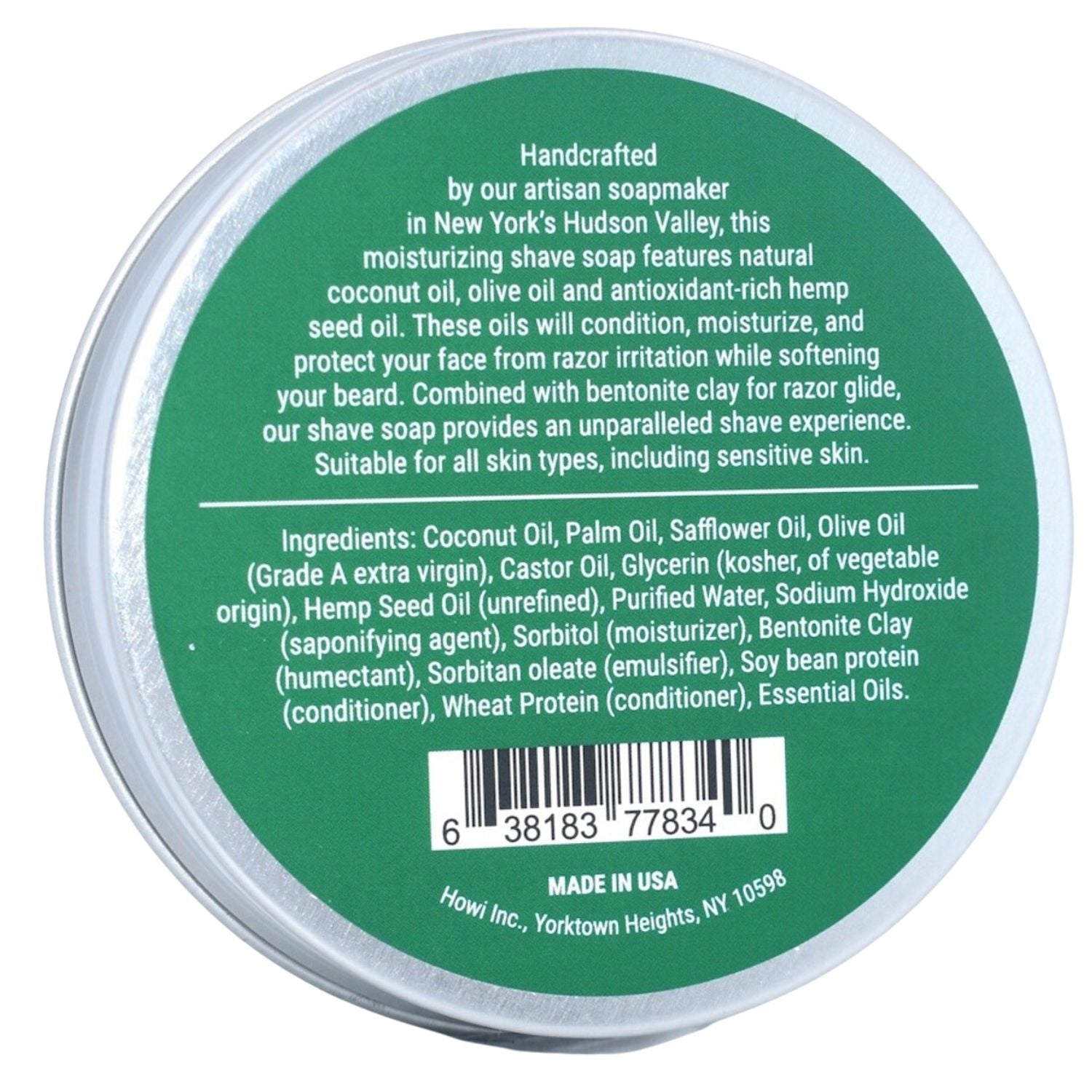 Taconic Shave Hemp &amp; Eucalyptus Mint Shaving Soap 4 oz