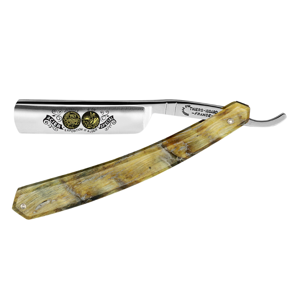 Thiers Issard &#39;Médaille d&#39;Or Exposition d&#39;Alger 1921&#39; Straight Razor 6/8&quot; Rams Horn Carbon Steel