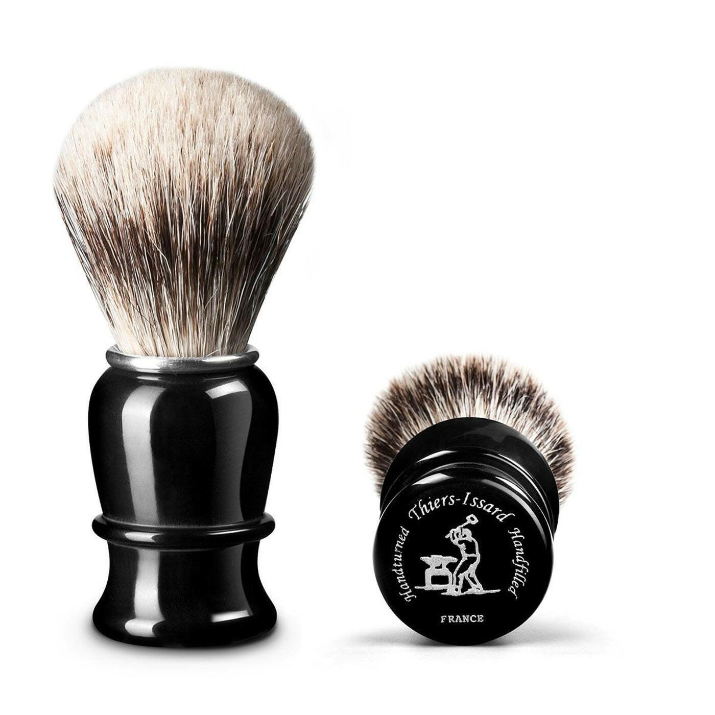 Thiers Issard Black Horn Super Badger 23mm Shaving Brush - Grown Man Shave