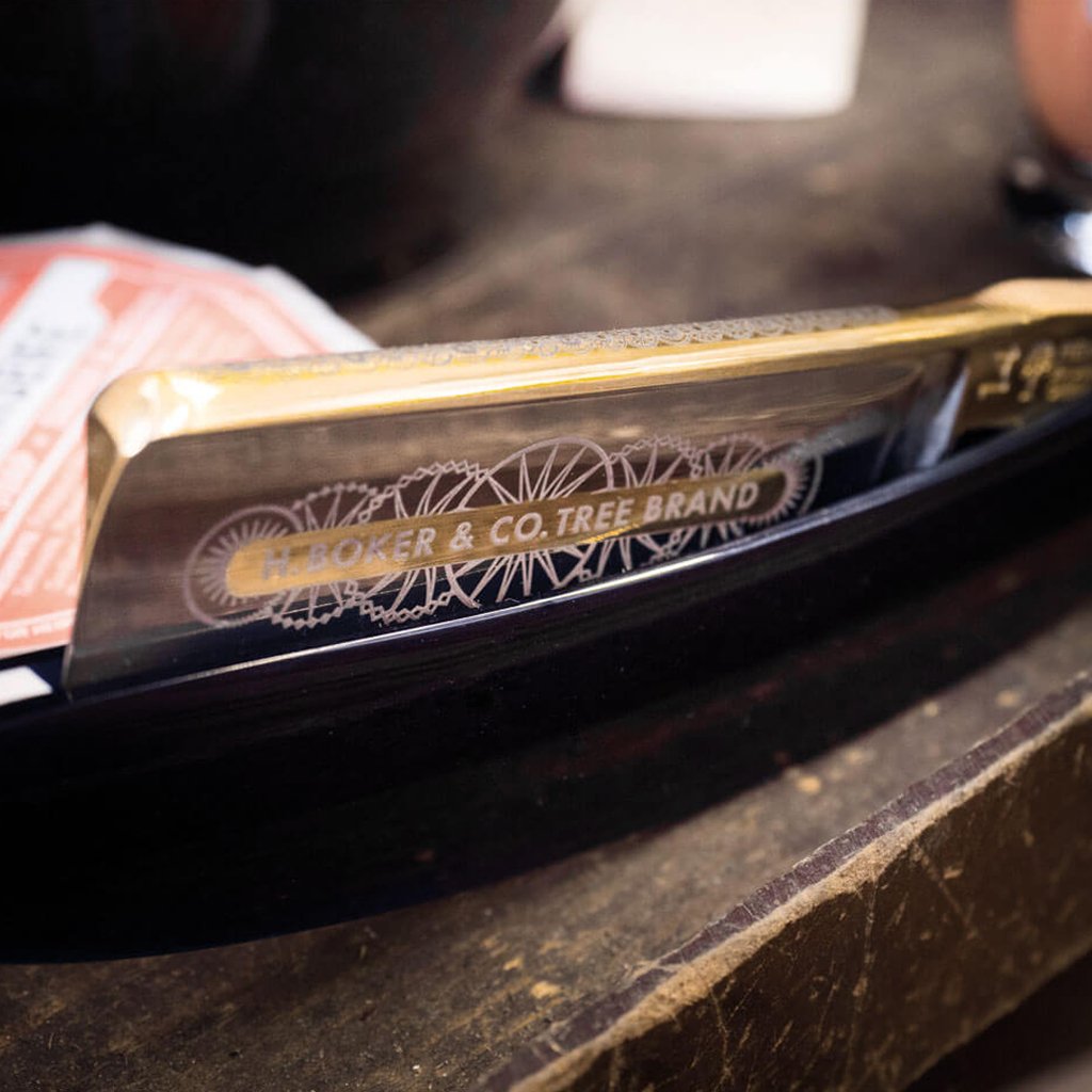 Boker 14er Square Point 8/8&quot; Carbon Steel Straight Razor