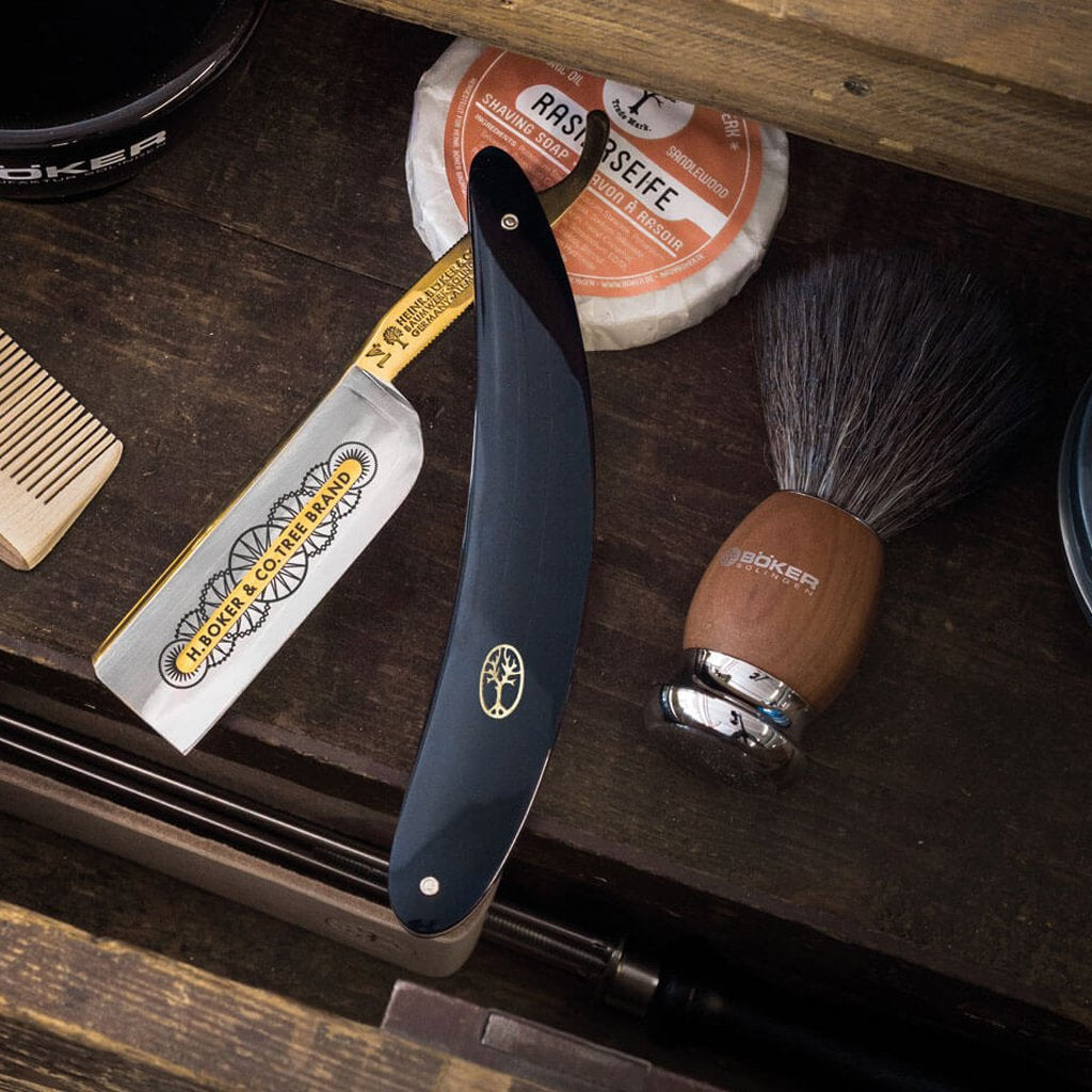 Boker 14er Square Point 8/8&quot; Carbon Steel Straight Razor