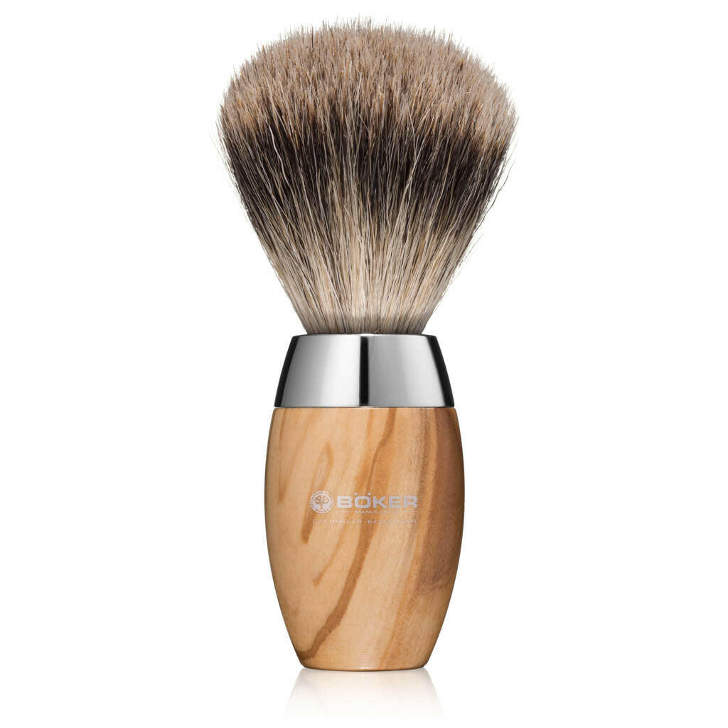 Boker Olive Wood Pure Badger Shaving Brush