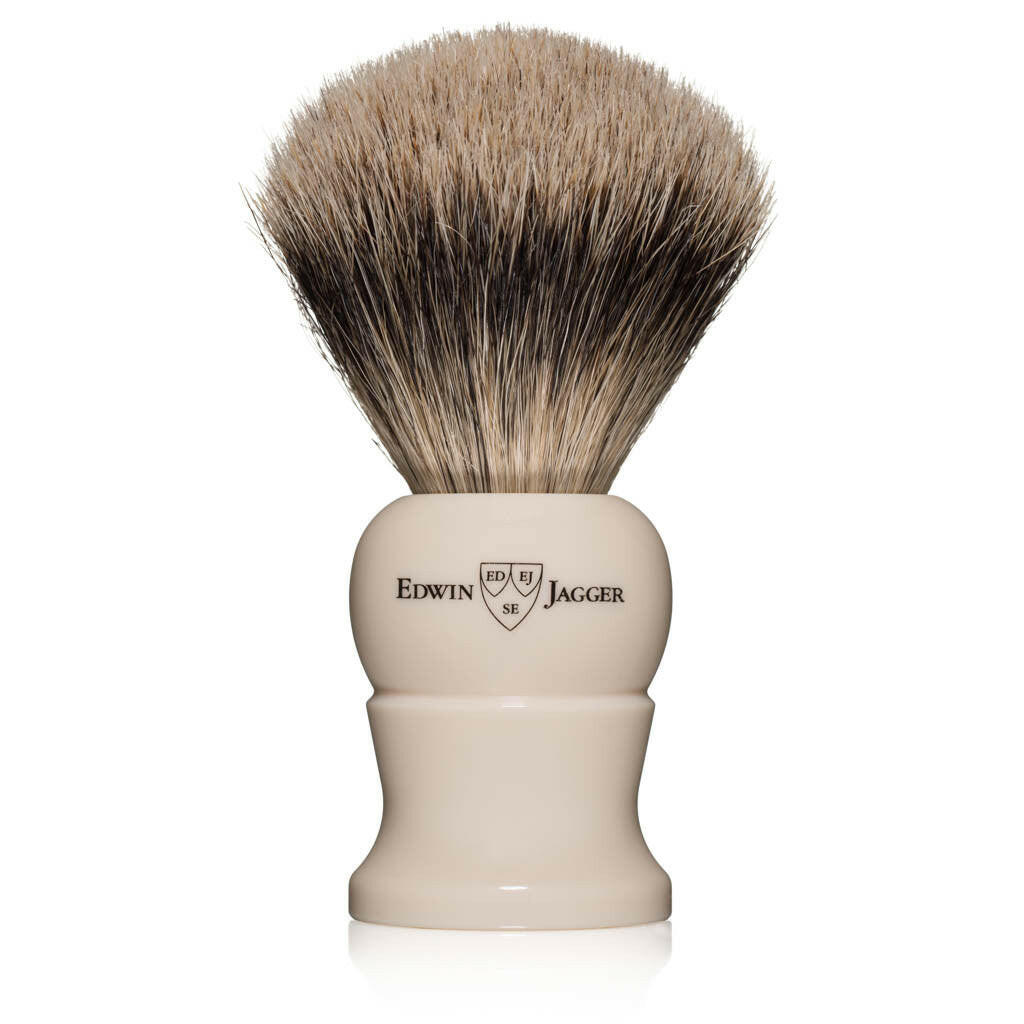 Edwin Jagger Medium Imitation Ivory Super Badger Shaving Brush