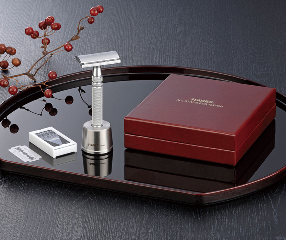 feather as d2s double edge safety razor all stainless steel in gift box