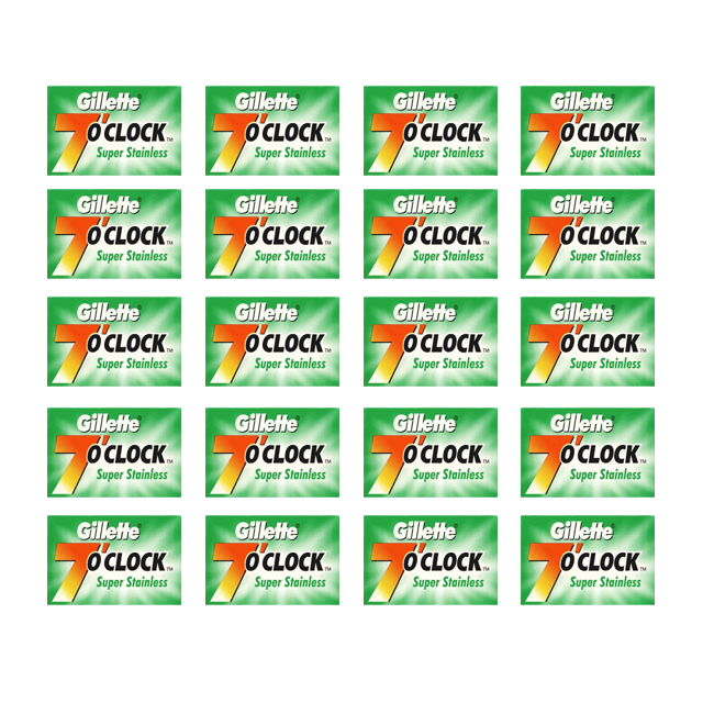 Gillette 7 O&#39;Clock Green Super Stainless Safety Razor Blades (100 Pack).