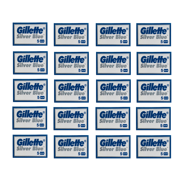 Gillette Silver Blue Safety Razor Blades (100 Pack).