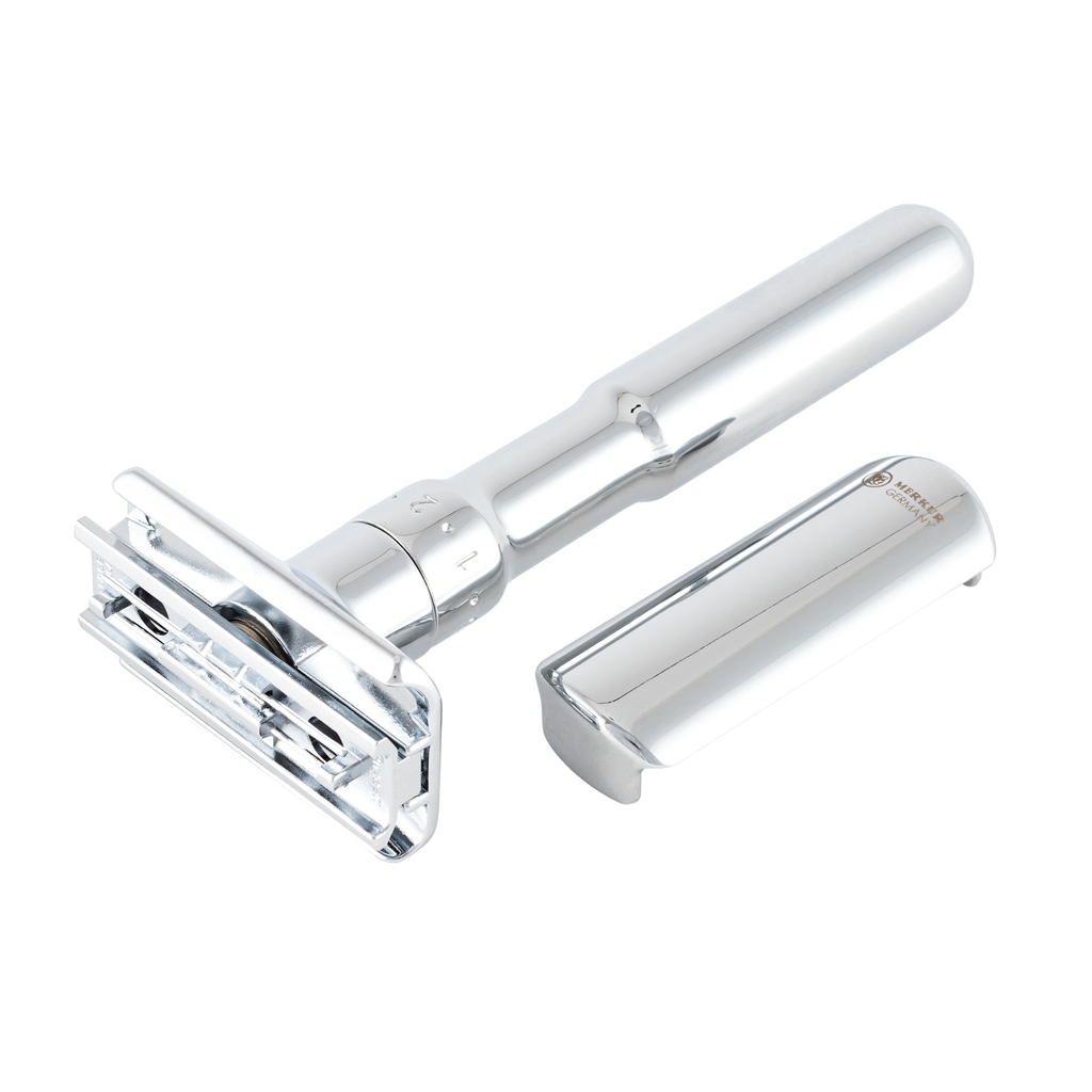 Merkur 701 Futur Polished Chrome 4-piece Double Edge Safety Razor Set