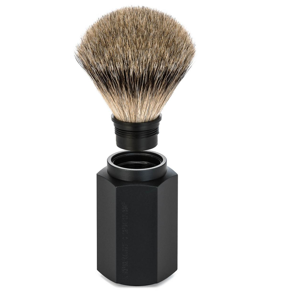 Muhle Hexagon 091MHXGGRAPHITE Graphite Silvertip Badger Shaving Brush
