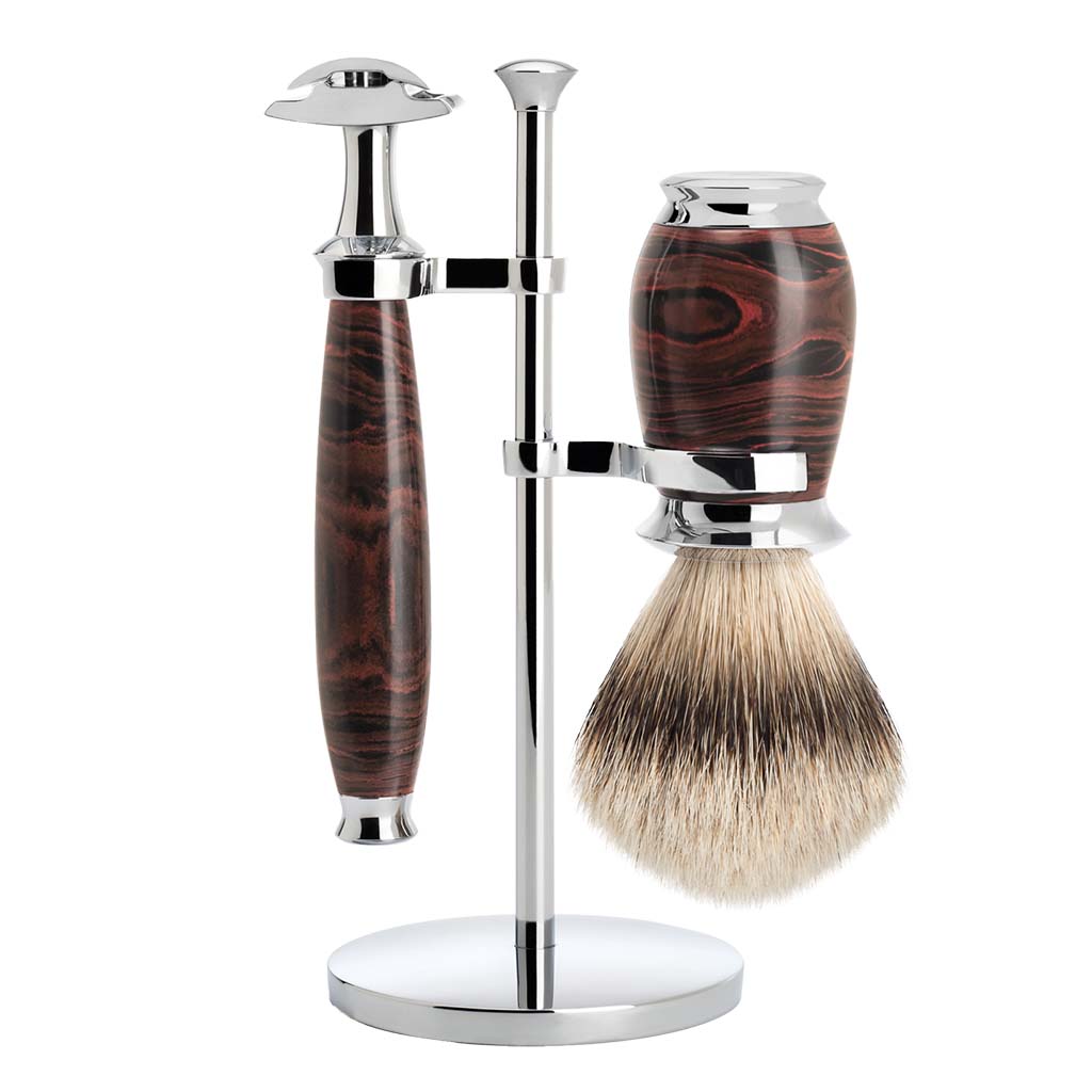 Muhle Purist Ebonite S091E58SR Silvertip Badger 3-piece Safety Razor Set