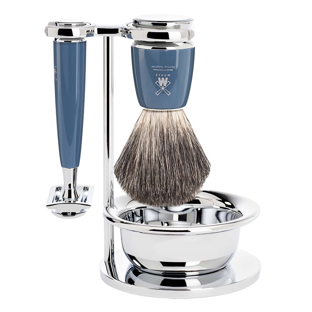 Muhle Rytmo High-Grade Resin Petrol S81M228SSR Pure Badger 3-piece Safety Razor Set