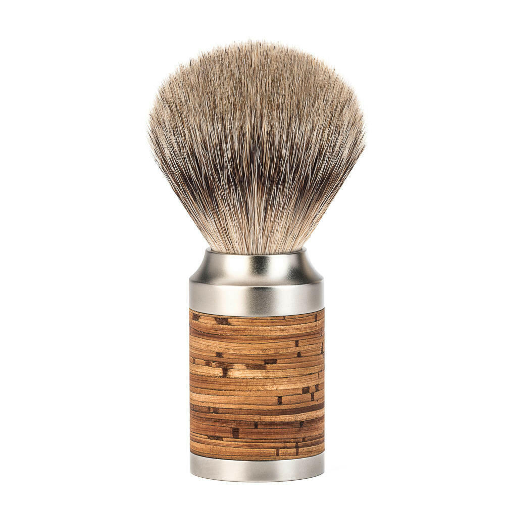 Muhle Rocca Stainless Steel Birch Bark Silvertip Badger Shaving Brush