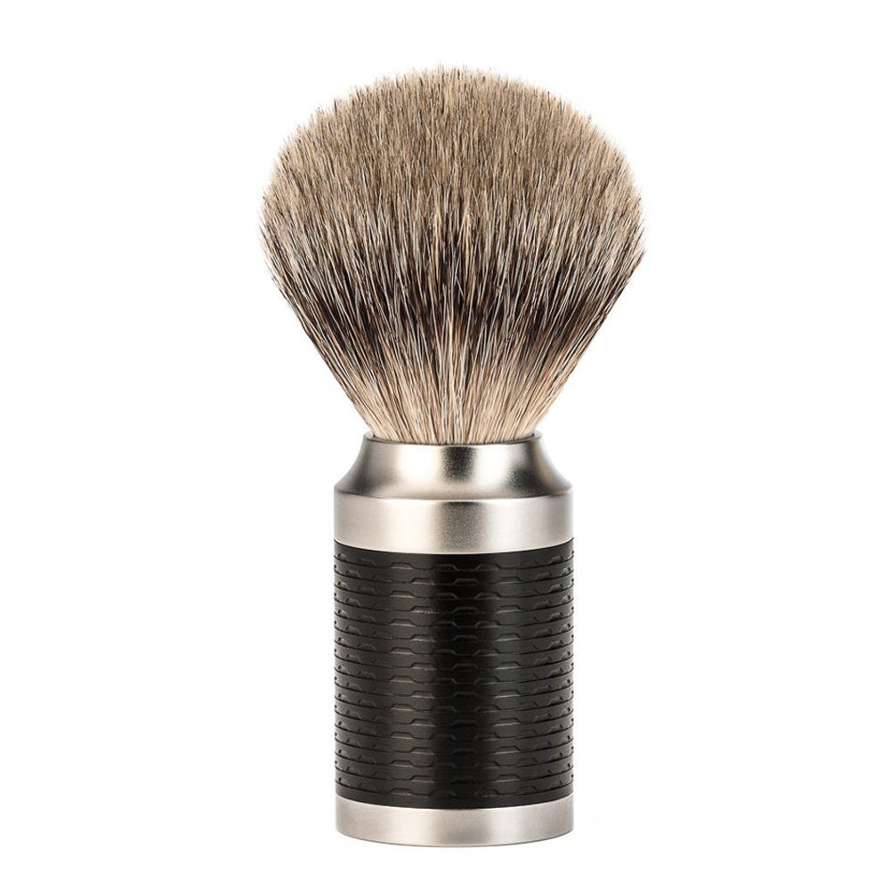 Muhle Rocca Stainless Steel Black Silvertip Badger Shaving Brush
