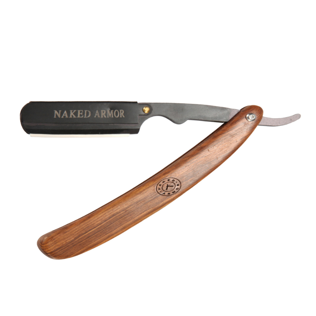 Naked Armor Brandelis Shavette Mahogany Wood Japanese Stainless Steel Shoulder and Tang.