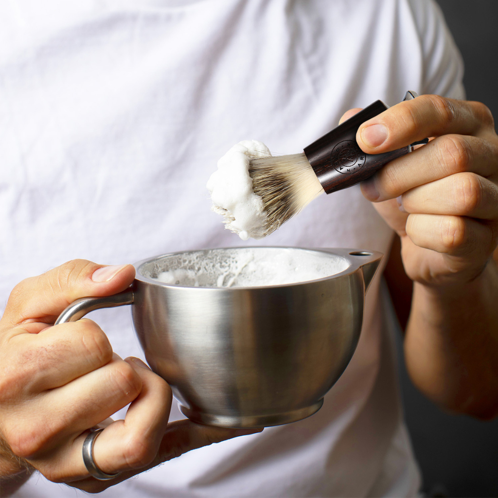 Naked Armor Ebony Wood Synthetic Badger Shaving Brush.