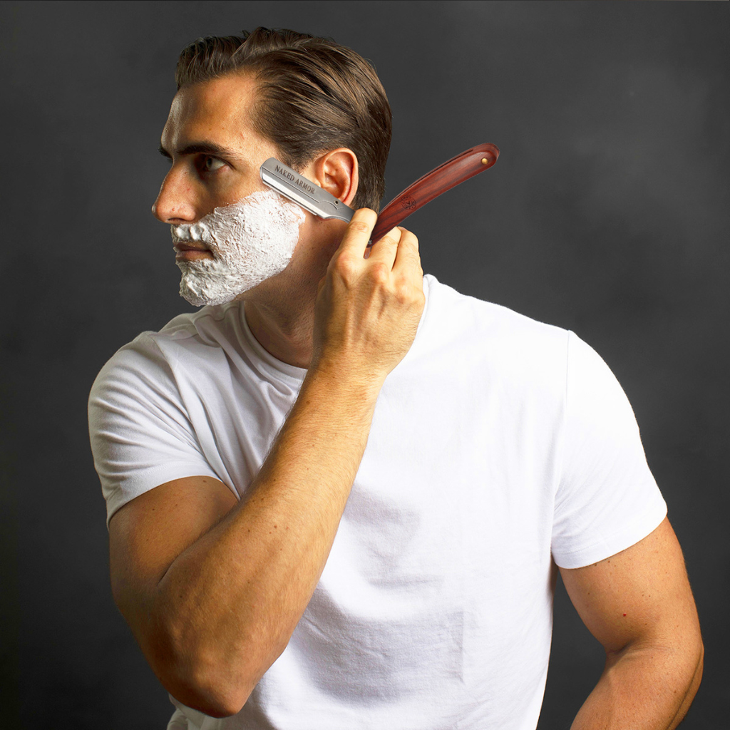 Naked Armor Hector Shavette Mahogany Wood Japanese Stainless Steel Shoulder and Tang.