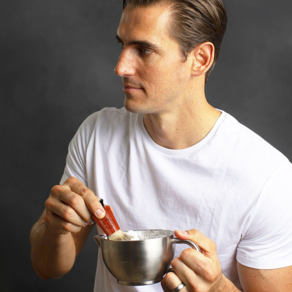 Naked Armor Mahogany Wood Synthetic Badger Shaving Brush.