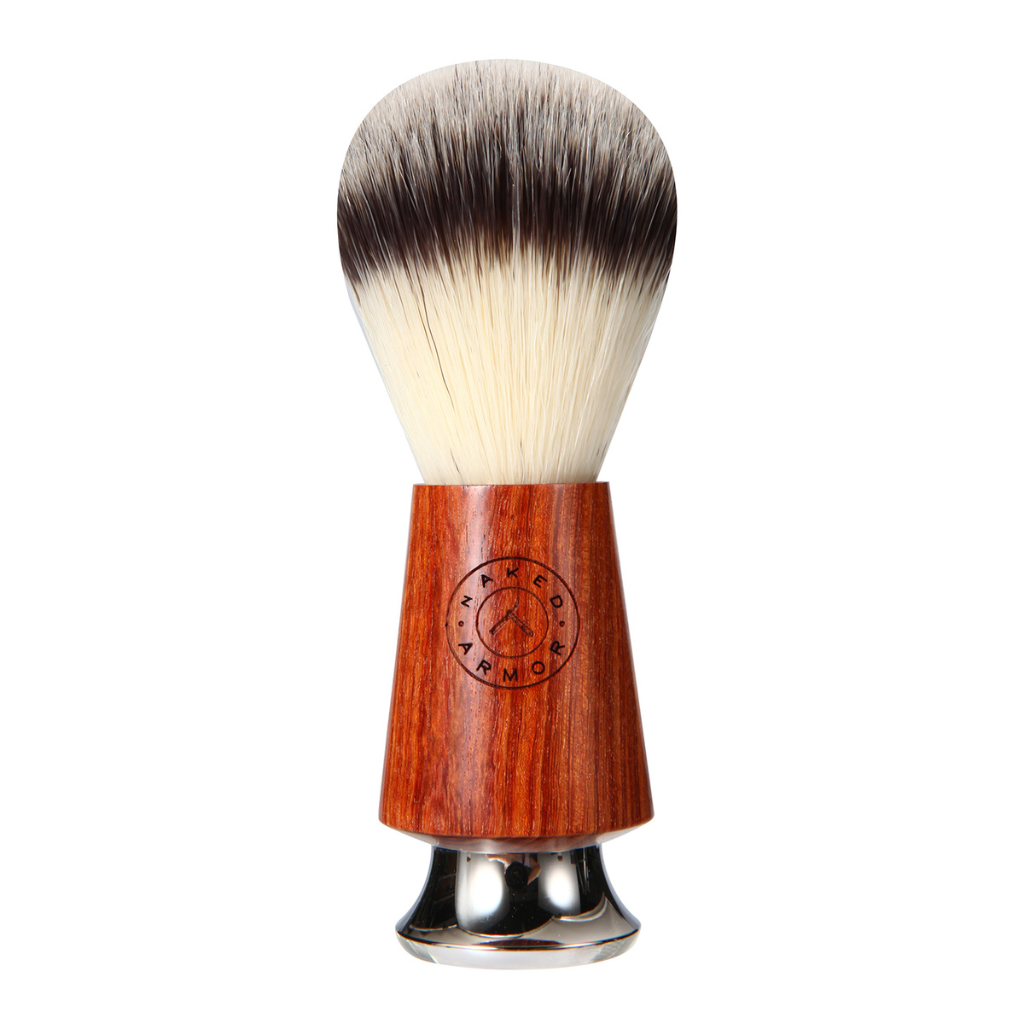 Naked Armor Mahogany Wood Synthetic Badger Shaving Brush.