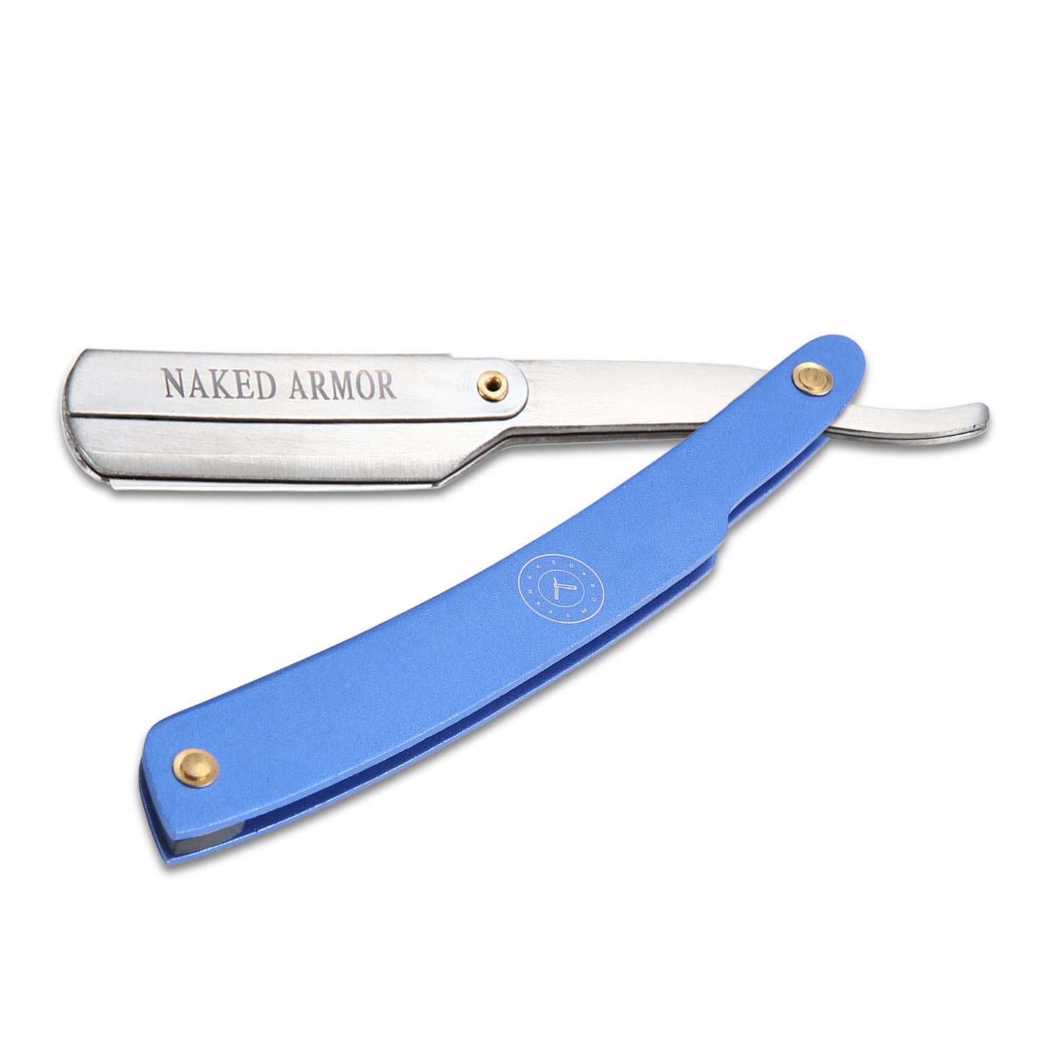 Naked Armor Shavette Titanium With Blue Handle.