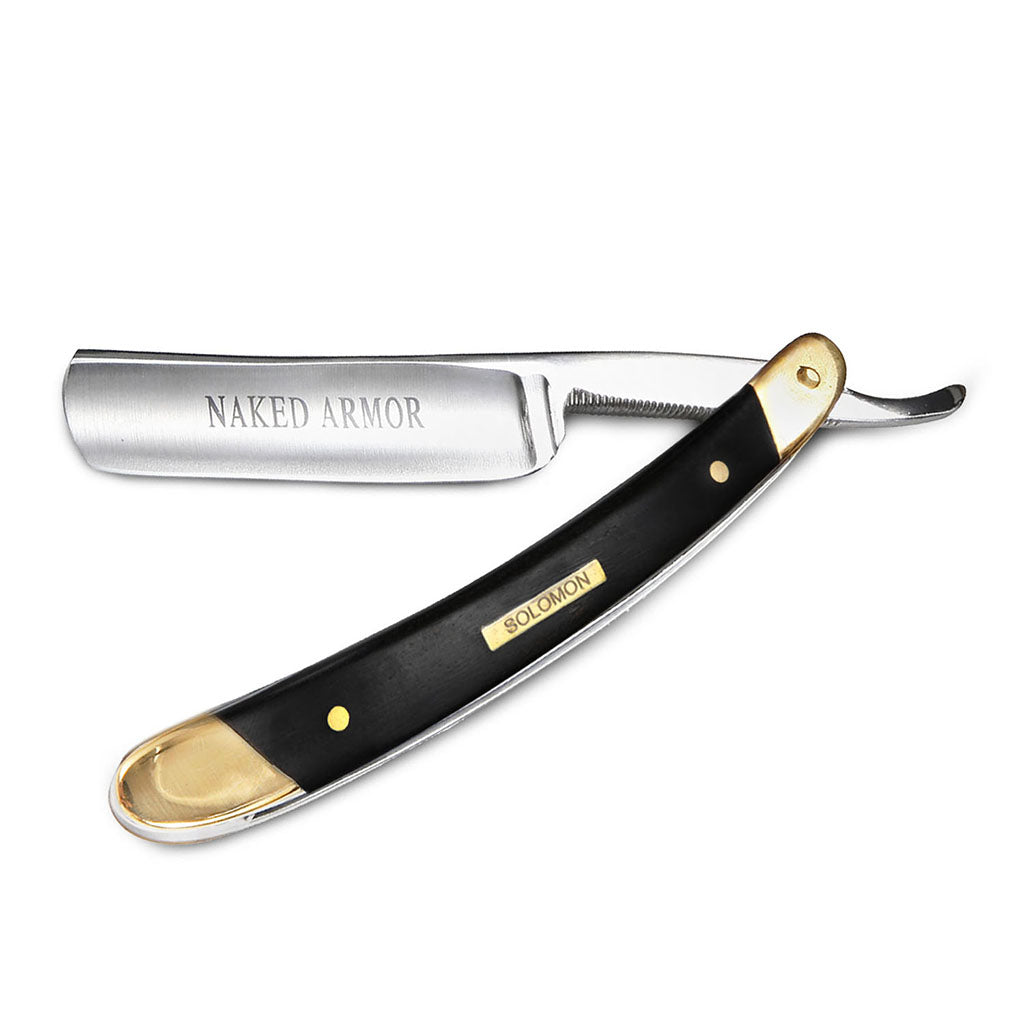 Naked Armor Solomon Straight Razor 7/8&quot; Black Algum Wood Japanese Steel.