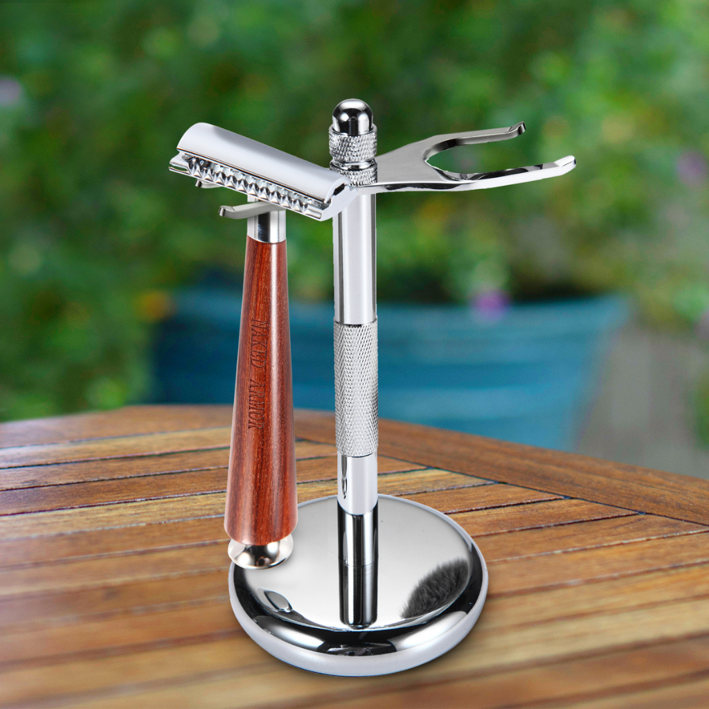 Naked Armor Tor Safety Razor Mahogany Wood Zinc Aluminum.