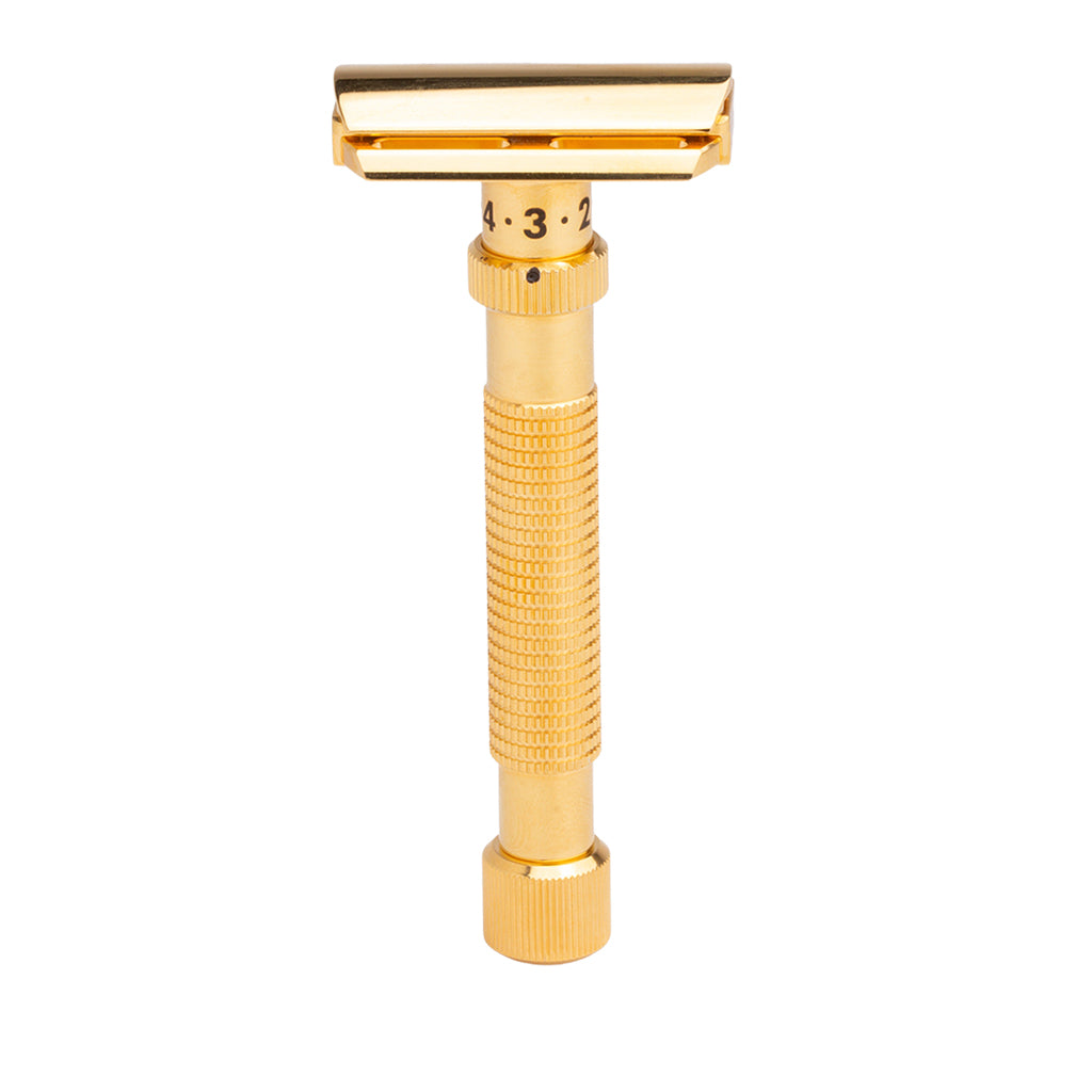 Rex Supply Co. Ambassador XL Adjustable Deluxe 24k Gold Plated Double Edge Safety Razor