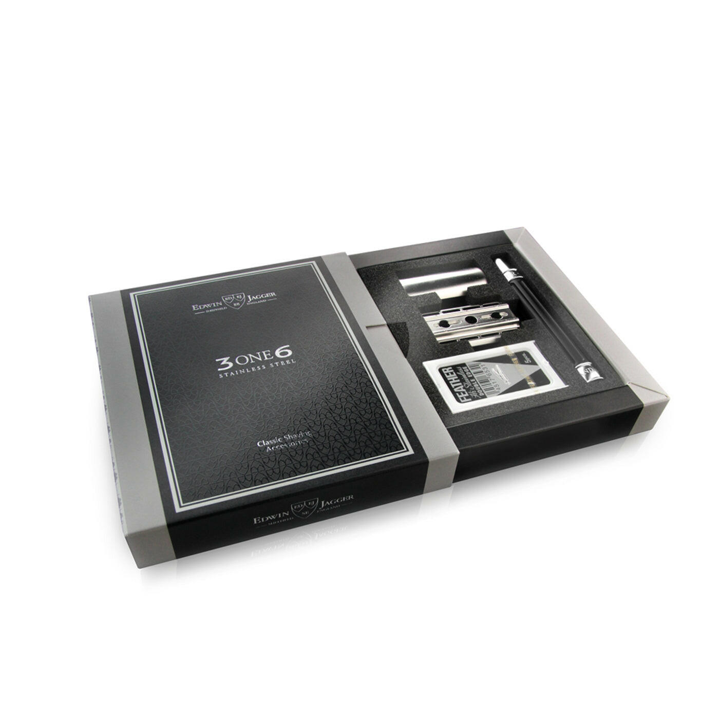 Edwin Jagger 3ONE6 Stainless Steel Double Edge Safety Razor, Black