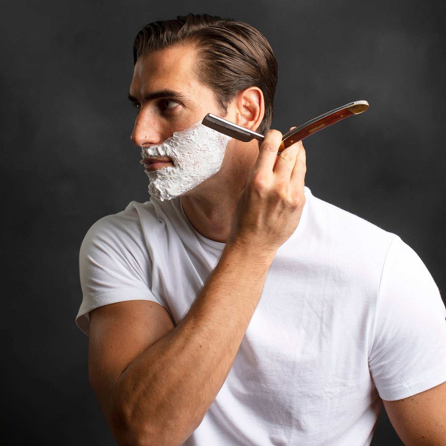 Naked Armor Solomon Straight Razor 7/8" Brown Algum Wood Japanese Steel.