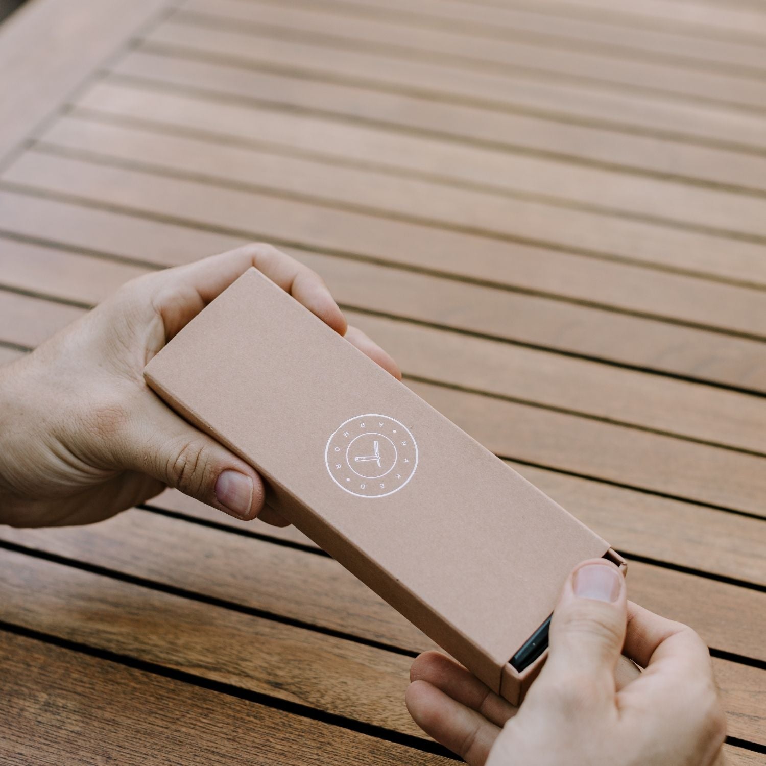 Naked Armor Solomon Straight Razor 7/8" Brown Algum Wood Japanese Steel.