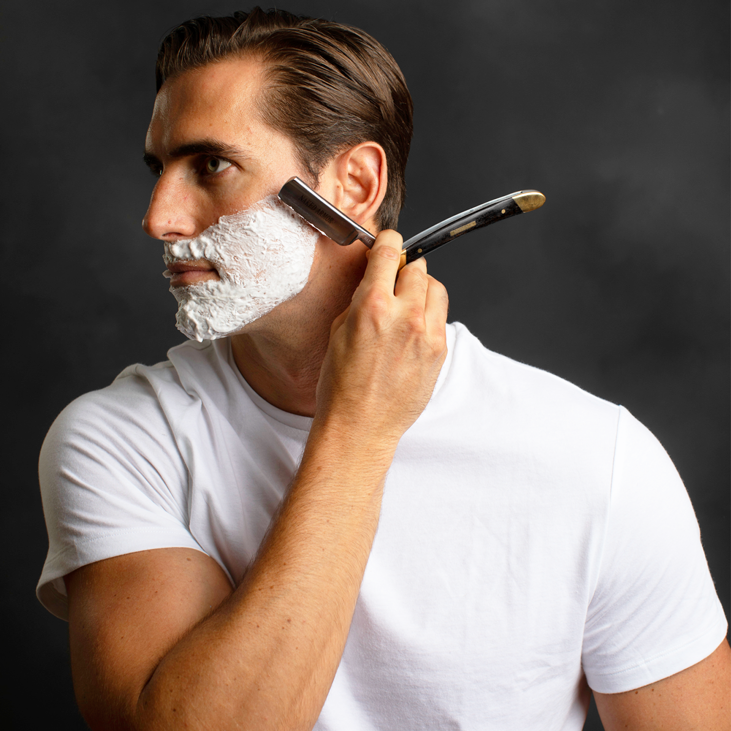 Naked Armor Solomon Straight Razor 7/8&quot; Black Algum Wood Japanese Steel.