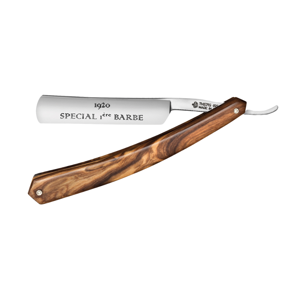 Thiers Issard &#39;1920 Special 1ère Barbe&#39; Straight Razor 4/8&quot; Olivewood Carbon Steel.