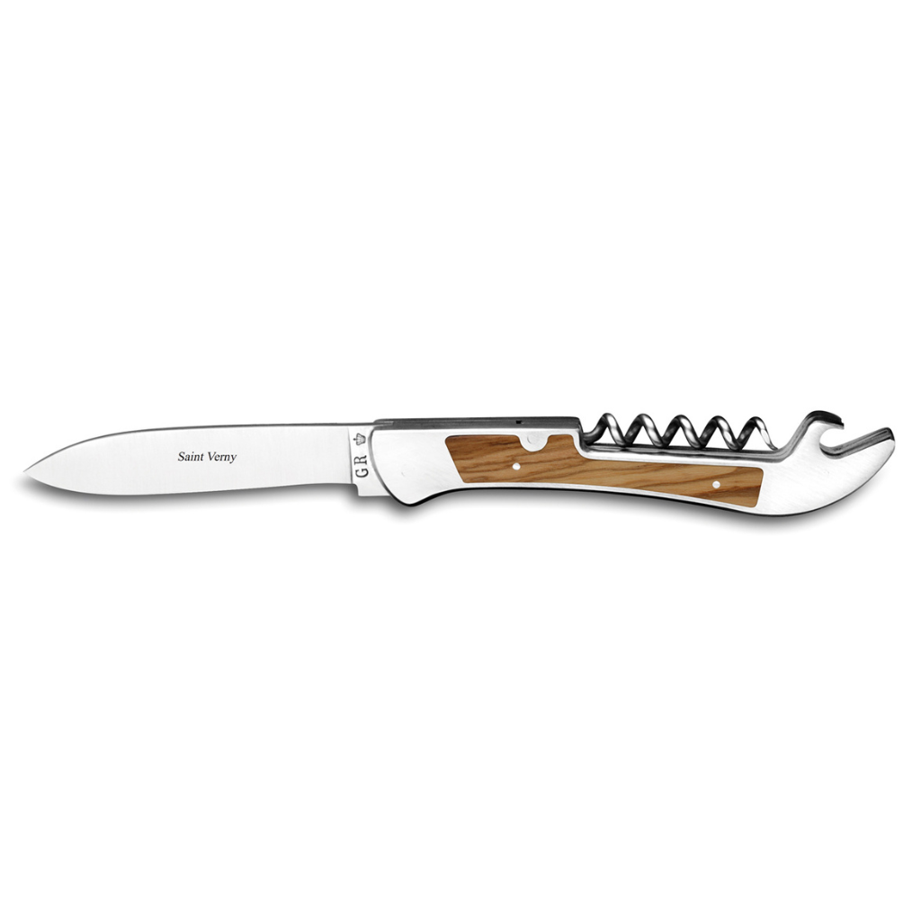 Thiers Issard The Saint Verny Pocket Knife With Corkscrew and Bottle Opener Olivewood Stainless Steel 11 cm.