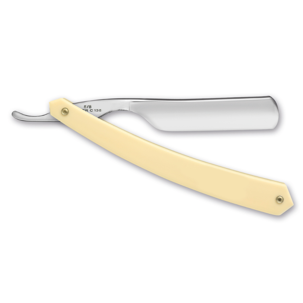 Thiers Issard &#39;Spartacus&#39; Straight Razor 5/8&quot; White Resin Carbon Steel.