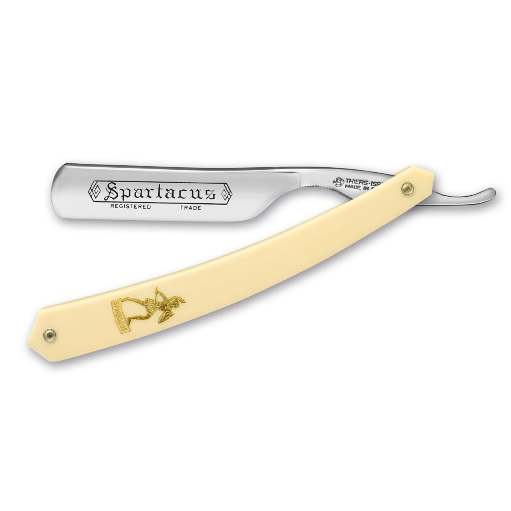 Thiers Issard &#39;Spartacus&#39; Straight Razor 5/8&quot; White Resin Carbon Steel.