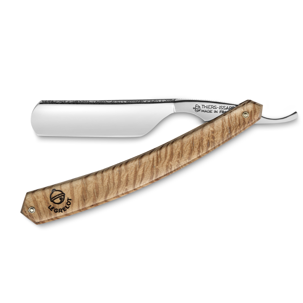 Thiers Issard &#39;Le Grelot&#39; Straight Razor 5/8&quot; Spotted Oak Carbon Steel