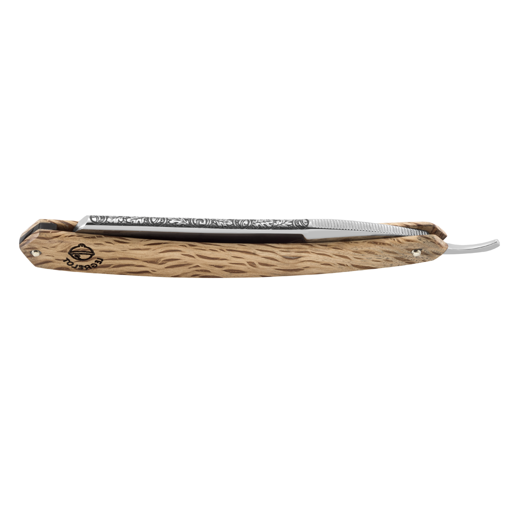 Thiers Issard &#39;Le Grelot&#39; Straight Razor 5/8&quot; Spotted Oak Carbon Steel