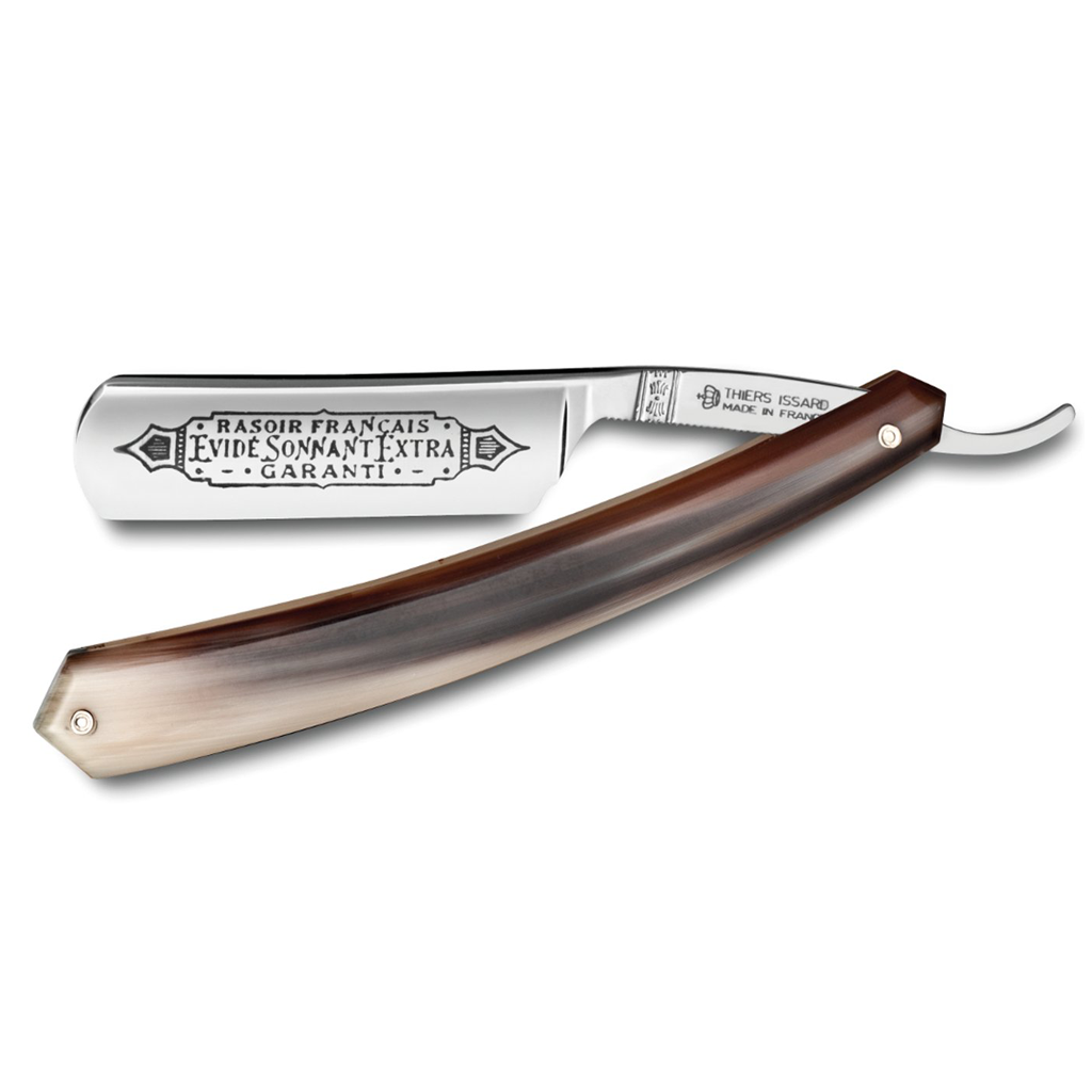 Thiers Issard 'Evide Sonnant Extra Garanti' Straight Razor 6/8" Blond Horn Carbon Steel