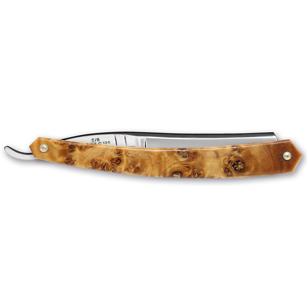 Thiers Issard ‘Spartacus&#39; Straight Razor 6/8&quot; Stabilized Poplar Wood Carbon Steel.